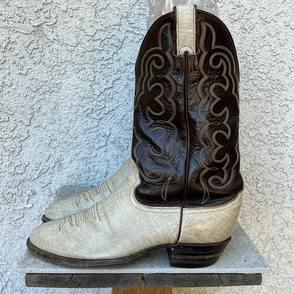 Vintage Justin Cowboy Boots Country Western Men's 9/10 Embroidered